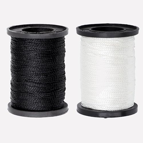 2 Rollen 50 m starkes, gebundenes Nylon-Nähgarn, weiß und schwarz, Nylonfaden zum Nähen, Polstern von Aoktorkit