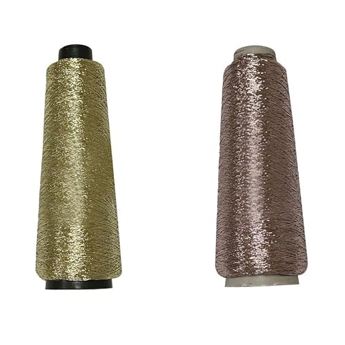 2 Rollen Metallic-Häkelgarn, Gold und Roségold, glitzerndes Metallgarn, glänzendes Strickgarn 2 Rollen Metallic-Häkelgarn, Gold und Roségold, glitzerndes Metallgarn, glänzendes Strickgarn von Aoktorkit