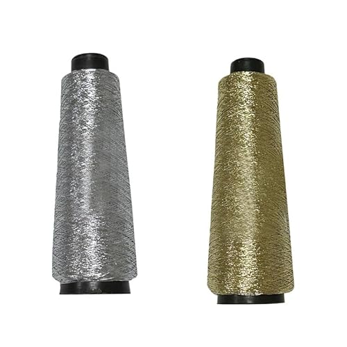 2 Rollen Metallic-Häkelgarn, Silber und Gold, glitzerndes Metallic-Garn, glänzendes Strickgarn 2 Rollen Metallic-Häkelgarn, Silber und Gold, glitzerndes Metallic-Garn, glänzendes Strickgarn von Aoktorkit