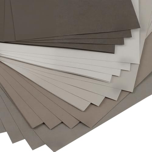 20 Blatt A4-Karton, 230 g farbiger Karton, Kartonpapier in 5 Farben für Bastelarbeiten, Kunst und Handwerk, Grau von Aoktorkit