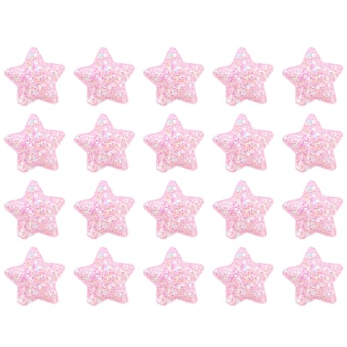 20 Stück Pailletten-Stern-Aufnäher mit rosa Sternen, Applikation für Kleidung, 4,8 cm von Aoktorkit
