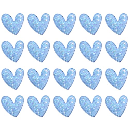 20 blaue Pailletten-Aufnäher in Herzform zum Aufnähen, für Kleidung, 4,8 x 4,5 cm von Aoktorkit
