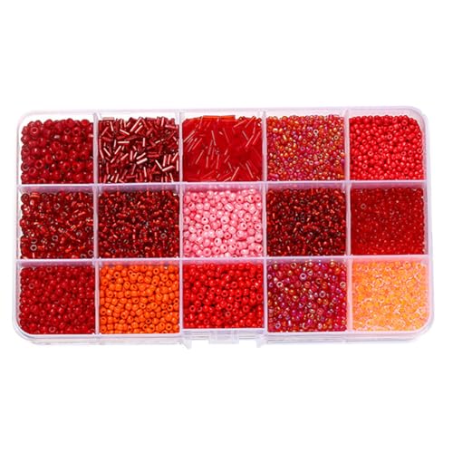 212 g, 2–7 mm, gemischte Glas-Rocailles, kleine Glasperlen zum Basteln, Armbänder, Schlüsselanhängerherstellung, Rot von Aoktorkit