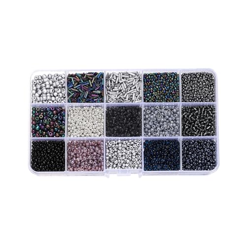 212 g, 2–7 mm, gemischte Glas-Rocailles, kleine Glasperlen zum Basteln, Armbänder, Schlüsselanhängerherstellung, schwarzer Farbton 212 g, 2–7 mm, gemischte Glas-Rocailles, kleine Glasperlen zum Basteln, Armbänder, Schlüsselanhängerherstellung, schwarzer Farbton von Aoktorkit