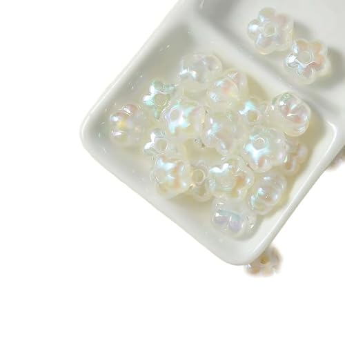 30 Stück 13 mm Glitzer-Harz-Blumen-Perlen weiß glänzende florale lose Perlen zum Basteln 30 Stück 13 mm Glitzer-Harz-Blumen-Perlen weiß glänzende florale lose Perlen zum Basteln von Aoktorkit