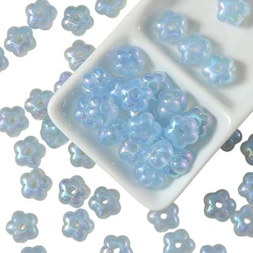 30 Stück 13 mm Glitzer-Harz-Blumenperlen hellblau glänzend zum Basteln 30 Stück 13 mm Glitzer-Harz-Blumenperlen hellblau glänzend zum Basteln von Aoktorkit