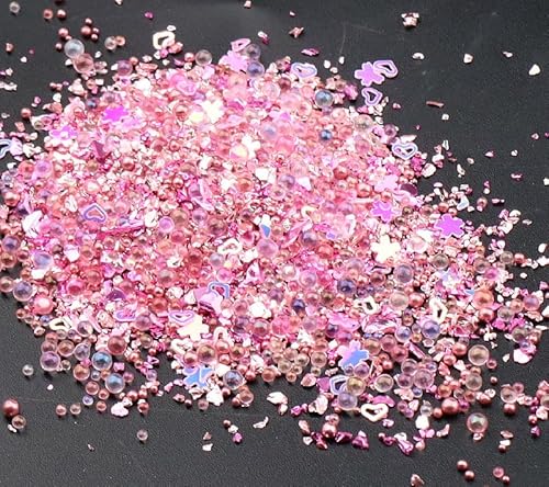 5 Packungen 50 g unregelmäßige zerkleinerte Glassplitter dekorative Glasperlen und Pailletten Set zum Basteln, Vasenfüller, Dekoration, Rosa 5 Packungen 50 g unregelmäßige zerkleinerte Glassplitter dekorative Glasperlen und Pailletten Set zum Basteln, Vasenfüller, Dekoration, Rosa von Aoktorkit