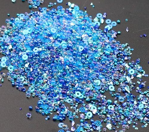 5 Packungen 50 g unregelmäßige zerkleinerte Glassplitter dekorative Glasperlen und Pailletten Set zum Basteln, Vasenfüller, Dekoration, blau von Aoktorkit