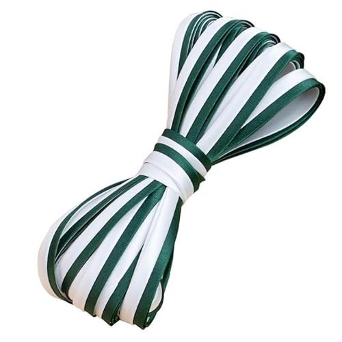5 m zweifarbige Satin-Paspelbordüre, 1 cm breit, Paspelband, zum Nähen, Basteln, Weiß und Grün von Aoktorkit