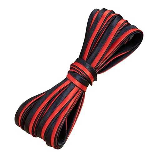 5 m zweifarbige Satin-Paspelbordüre, 1 cm breit, Paspelband zum Nähen, Basteln, Schwarz und Rot von Aoktorkit
