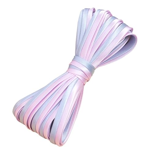 5 m zweifarbige Satinpaspelierung, 1 cm breit, Biasband, paspeliert, zum Nähen, Basteln, silberfarben und rosa von Aoktorkit