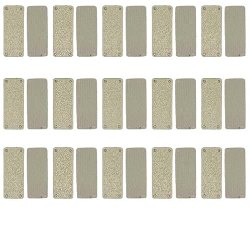 50 Stück goldene Blanko-Leder-Etiketten, 5 x 2 cm, rechteckig, zum Nähen, für Kleidung, Hüte, Jeans, Taschen, Geldbörsen, Dekoration von Aoktorkit