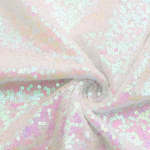 50 cm Pailletten-Mesh-Stoff AB Whtie Polsterstoff mit Pailletten, 1,3 m, glitzernd, glitzernd, Stoff für Glitzerkleidung, DIY-Dekoration 50 cm Pailletten-Mesh-Stoff AB Whtie Polsterstoff mit Pailletten, 1,3 m, glitzernd, glitzernd, Stoff für Glitzerkleidung, DIY-Dekoration von Aoktorkit