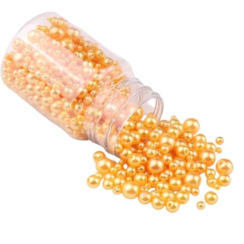 520 Stück 3–8 mm Perlen zum Basteln, goldene runde Looes-Perlen für Armbänder, Halsketten, Dekoration von Aoktorkit