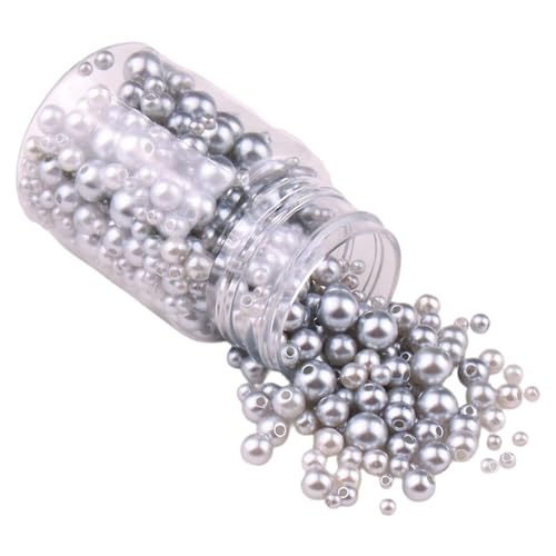 520 Stück 3–8 mm Perlen zum Basteln, silberfarbene runde Looes-Perlen für Armbänder, Halsketten, Dekoration von Aoktorkit