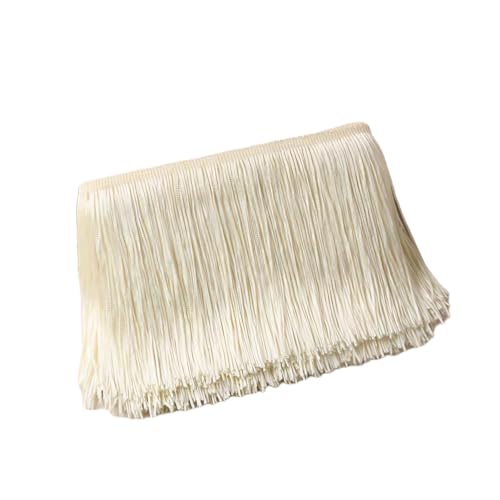 Beige Fransenborte aus Polyester, Fransenborte, Spitzenband zum Nähen, Basteln, 15 cm x 10 m von Aoktorkit