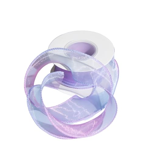 Chiffon-Dekoband mit Farbverlauf, schillerndes Organzaband für Bastelarbeiten, Geschenkverpackungen, 4 cm x 9,1 m, Blau/Lila Chiffon-Dekoband mit Farbverlauf, schillerndes Organzaband für Bastelarbeiten, Geschenkverpackungen, 4 cm x 9,1 m, Blau/Lila von Aoktorkit