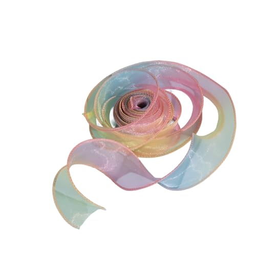 Chiffon-Dekoband mit Farbverlauf, schillerndes Organzaband für Bastelarbeiten, Geschenkverpackungen, 4 cm x 9,1 m, Rot/Gelb/Blau Chiffon-Dekoband mit Farbverlauf, schillerndes Organzaband für Bastelarbeiten, Geschenkverpackungen, 4 cm x 9,1 m, Rot/Gelb/Blau von Aoktorkit