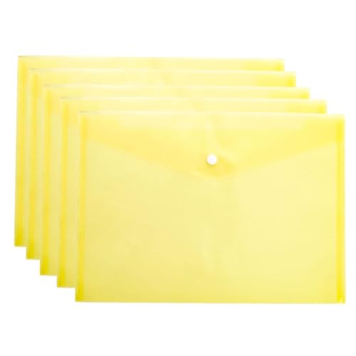 Dokumentenmappe aus Kunststoff, A4, wasserdicht, mit Druckknopf, für Schule, Zuhause, Büro, Gelb, 5 Stück Dokumentenmappe aus Kunststoff, A4, wasserdicht, mit Druckknopf, für Schule, Zuhause, Büro, Gelb, 5 Stück von Aoktorkit