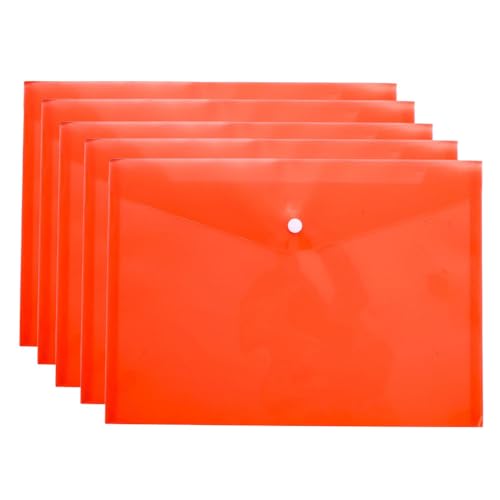Dokumentenmappe aus Kunststoff, A4, wasserdicht, mit Druckknopf, für Schule, Zuhause, Büro, Rot, 5 Stück Dokumentenmappe aus Kunststoff, A4, wasserdicht, mit Druckknopf, für Schule, Zuhause, Büro, Rot, 5 Stück von Aoktorkit