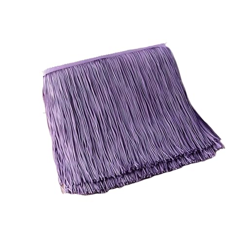 Fransenbordüre, Polyester-Fransenborte, Spitzenband zum Nähen, Basteln, 10 cm x 10 m, Hellviolett von Aoktorkit