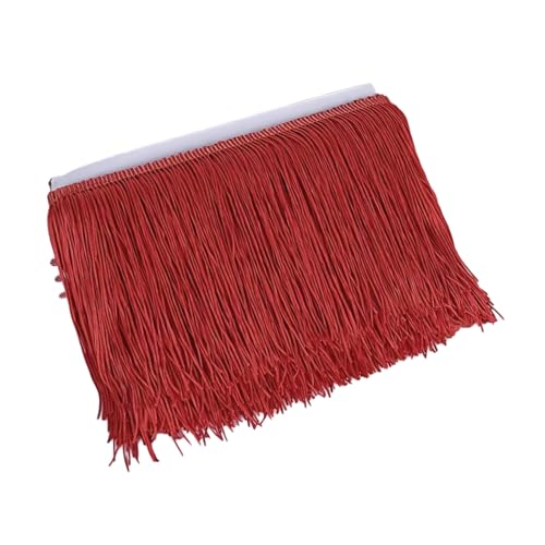 Fransenborte aus Polyester, Fransenborte, Spitzenband zum Nähen, Basteln, 15 cm x 10 m, Dunkelrot Fransenborte aus Polyester, Fransenborte, Spitzenband zum Nähen, Basteln, 15 cm x 10 m, Dunkelrot von Aoktorkit
