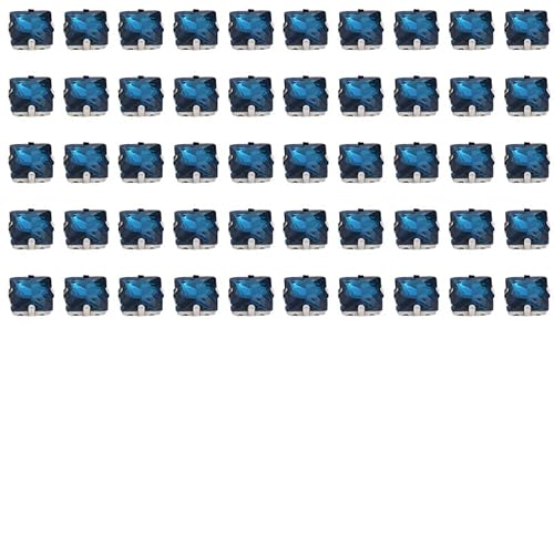 Glas-Kristalle zum Aufnähen, quadratisch, mit Loch, 8 mm, Pfauenblau, Kralle, Verzierungen für Bastelarbeiten, 50 Stück von Aoktorkit