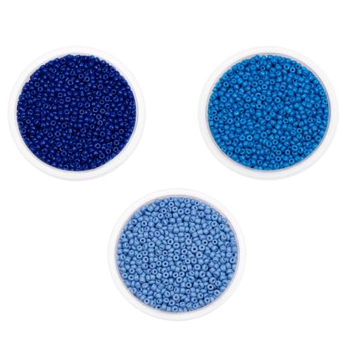 Glasperlen, 3 mm, kleine Glasperlen zum Basteln, Armbänder, Schlüsselanhängerherstellung, ca. 1800 Stück, blau, 3 Packungen Glasperlen, 3 mm, kleine Glasperlen zum Basteln, Armbänder, Schlüsselanhängerherstellung, ca. 1800 Stück, blau, 3 Packungen von Aoktorkit