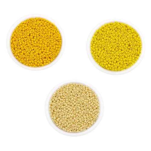 Glasperlen, 3 mm, kleine Glasperlen zum Basteln, Armbänder, Schlüsselanhängerherstellung, ca. 1800 Stück, gelber Ton, 3 Packungen Glasperlen, 3 mm, kleine Glasperlen zum Basteln, Armbänder, Schlüsselanhängerherstellung, ca. 1800 Stück, gelber Ton, 3 Packungen von Aoktorkit