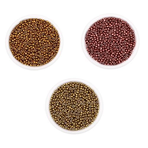 Glasperlen, 3 mm, kleine Glasperlen zum Basteln, Armbänder, Schlüsselanhängerherstellung, ca. 1800 Stück, goldfarben, kupferfarben, 3 Packungen Glasperlen, 3 mm, kleine Glasperlen zum Basteln, Armbänder, Schlüsselanhängerherstellung, ca. 1800 Stück, goldfarben, kupferfarben, 3 Packungen von Aoktorkit