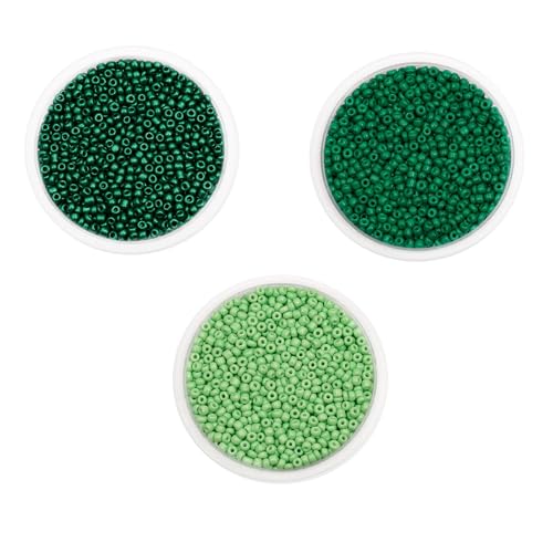 Glasperlen, 3 mm, kleine Glasperlen zum Basteln, Armbänder, Schlüsselanhängerherstellung, ca. 1800 Stück, grün, 3 Packungen Glasperlen, 3 mm, kleine Glasperlen zum Basteln, Armbänder, Schlüsselanhängerherstellung, ca. 1800 Stück, grün, 3 Packungen von Aoktorkit