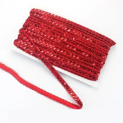 Glitzer-Pailletten-Bordüre, rotes Paillettenband, Stoff, Pailletten-Bordüre, zum Basteln, Nähen, Dekoration, 10 mm x 12 m Glitzer-Pailletten-Bordüre, rotes Paillettenband, Stoff, Pailletten-Bordüre, zum Basteln, Nähen, Dekoration, 10 mm x 12 m von Aoktorkit