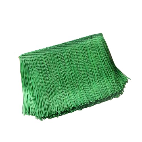 Grasgrüne Fransenquasten-Bordüre, Polyester-Fransenborte, Spitzenband zum Nähen, Basteln, 10 cm x 10 m von Aoktorkit