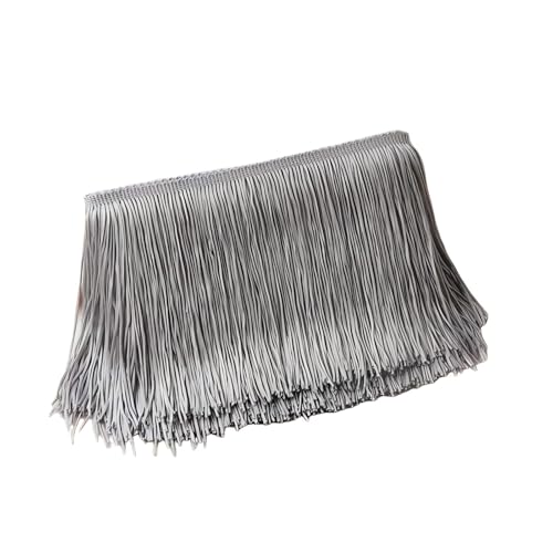 Hellgraue Fransenborte, Polyester-Fransenborte, Spitzenband zum Nähen, Basteln, 10 cm x 10 m von Aoktorkit