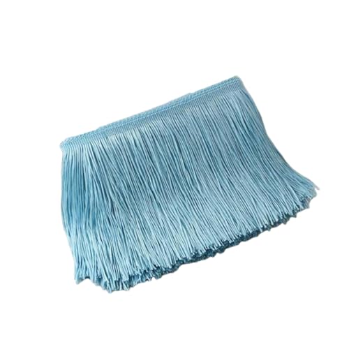 Himmelblaue Fransenborte aus Polyester, Fransenborte, Spitzenband zum Nähen, Basteln, 10 cm x 10 m von Aoktorkit