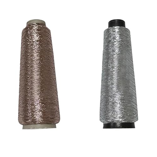 Metallisches Häkelgarn, Rotgold und Silber, glitzerndes Metallgarn, glänzendes Strickgarn, 2 Rollen Metallisches Häkelgarn, Rotgold und Silber, glitzerndes Metallgarn, glänzendes Strickgarn, 2 Rollen von Aoktorkit