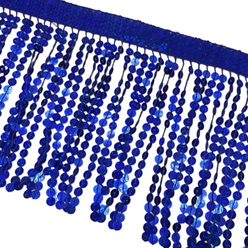 Pailletten-Fransenbordüre, 15 cm x 91 cm, Dunkelblau, glitzerndes Fransenband, Quastenband von Aoktorkit
