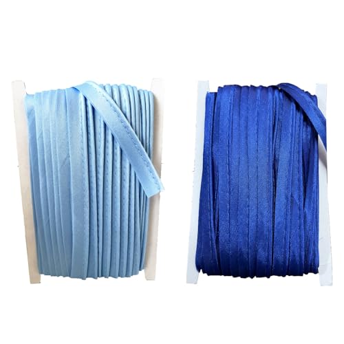 Paspelband aus Polyester, 18 m, 1,2 cm breit, für Kantennähen, Basteln, Binden, Blau und Himmelblau, 2 Stück Paspelband aus Polyester, 18 m, 1,2 cm breit, für Kantennähen, Basteln, Binden, Blau und Himmelblau, 2 Stück von Aoktorkit
