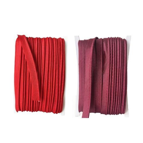 Paspelband aus Polyester, 18 m, 1,2 cm breit, für Kantennähen, Basteln, Binden, Rot und Burgunderrot, 2 Stück Paspelband aus Polyester, 18 m, 1,2 cm breit, für Kantennähen, Basteln, Binden, Rot und Burgunderrot, 2 Stück von Aoktorkit
