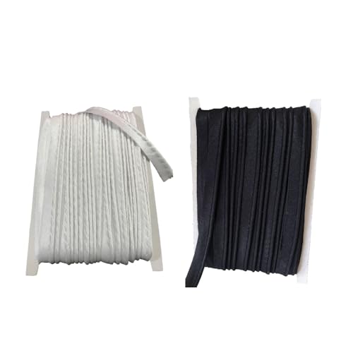 Paspelband aus Polyester, 18 m, 1,2 cm breit, für Kantennähen, Basteln, Binden, Schwarz und Weiß, 2 Stück Paspelband aus Polyester, 18 m, 1,2 cm breit, für Kantennähen, Basteln, Binden, Schwarz und Weiß, 2 Stück von Aoktorkit