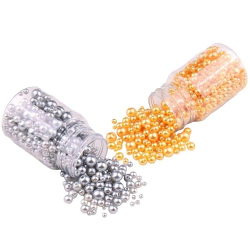 Perlen zum Basteln, runde lose Perlen für Armbänder, Halsketten, Dekoration, 3–8 mm, 2 Flaschen, 1040 Stück, Gold und Grau Perlen zum Basteln, runde lose Perlen für Armbänder, Halsketten, Dekoration, 3–8 mm, 2 Flaschen, 1040 Stück, Gold und Grau von Aoktorkit