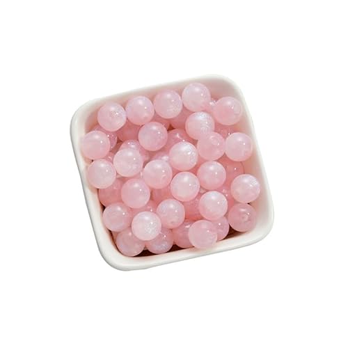Rosafarbene Glitzer-Perlen, lose Perlen, 8 mm, runde Harzperlen mit Loch, rote Perlen zum Basteln von Schmuckherstellung, 50 Stück Rosafarbene Glitzer-Perlen, lose Perlen, 8 mm, runde Harzperlen mit Loch, rote Perlen zum Basteln von Schmuckherstellung, 50 Stück von Aoktorkit