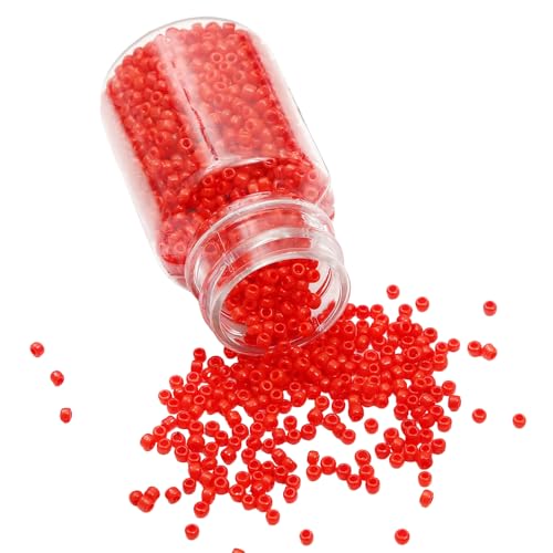 Rote Glas-Rocailles, kleine Glasperlen zum Basteln, Armbänder, Schlüsselanhängerherstellung, 2 mm, 1 Flasche Rote Glas-Rocailles, kleine Glasperlen zum Basteln, Armbänder, Schlüsselanhängerherstellung, 2 mm, 1 Flasche von Aoktorkit