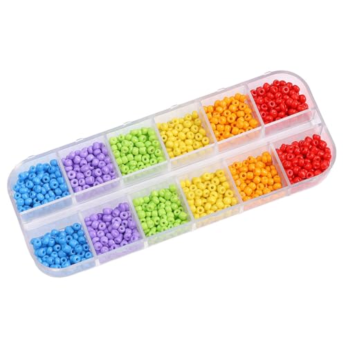 Runde Glas-Rocailles, 3 mm, kleine Glasperlen mit Aufbewahrungsbox zum Basteln, Armbänder, Schlüsselanhängerherstellung, ca. 2000 Stück, Regenbogenfarben Runde Glas-Rocailles, 3 mm, kleine Glasperlen mit Aufbewahrungsbox zum Basteln, Armbänder, Schlüsselanhängerherstellung, ca. 2000 Stück, Regenbogenfarben von Aoktorkit