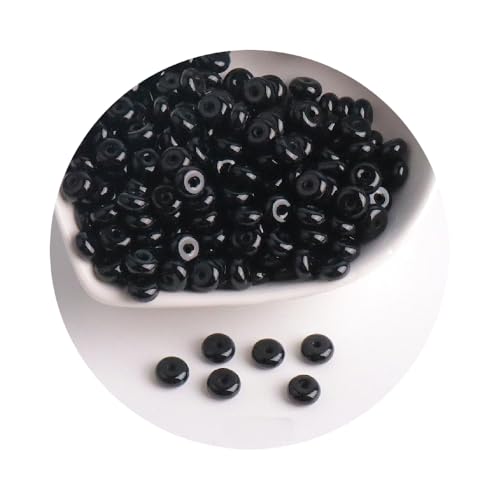 Runde Glasabakusperlen, 3 x 6 mm, kleine Glasperlen zum Basteln, Schlüsselanhängerherstellung, ca. 104 Stück, Schwarz, 2 Packungen Runde Glasabakusperlen, 3 x 6 mm, kleine Glasperlen zum Basteln, Schlüsselanhängerherstellung, ca. 104 Stück, Schwarz, 2 Packungen von Aoktorkit