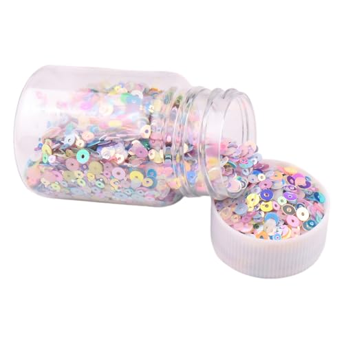 Runde Glitzer-Pailletten, 2 mm/3 mm/4 mm, flache lose Pailletten für Heimwerker, Basteln, Nähen, Kleidung, gemischte Farben, 1 Flasche Runde Glitzer-Pailletten, 2 mm/3 mm/4 mm, flache lose Pailletten für Heimwerker, Basteln, Nähen, Kleidung, gemischte Farben, 1 Flasche von Aoktorkit