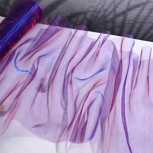 Schillernder Organza-Stoff, Marineblau, Farbverlauf, Polyester-Organza-Stoff, 45 cm, schillernde, holografische Gaze-Stoffe für Bühnenkostüm, Performance-Kostüm, 1 m Schillernder Organza-Stoff, Marineblau, Farbverlauf, Polyester-Organza-Stoff, 45 cm, schillernde, holografische Gaze-Stoffe für Bühnenkostüm, Performance-Kostüm, 1 m von Aoktorkit