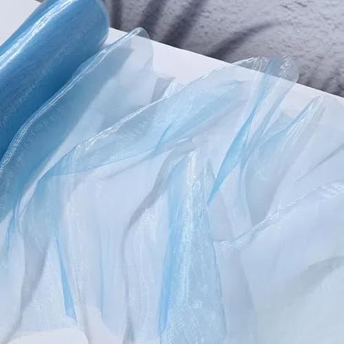 Schillernder Organza-Stoff, Perlglanz, Hellblau, Farbverlauf, Polyester-Organza-Stoff, 45 cm, schillernde, holografische Gaze-Stoffe für Bühnenkostüm, Performance-Kostüm, 1 m Schillernder Organza-Stoff, Perlglanz, Hellblau, Farbverlauf, Polyester-Organza-Stoff, 45 cm, schillernde, holografische Gaze-Stoffe für Bühnenkostüm, Performance-Kostüm, 1 m von Aoktorkit