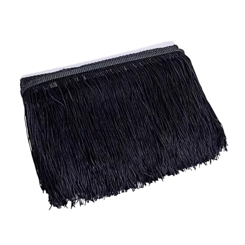 Schwarze Fransenquasten-Bordüre, Polyester-Fransenborte, Spitzenband zum Nähen, Basteln, 15 cm x 10 m Schwarze Fransenquasten-Bordüre, Polyester-Fransenborte, Spitzenband zum Nähen, Basteln, 15 cm x 10 m von Aoktorkit