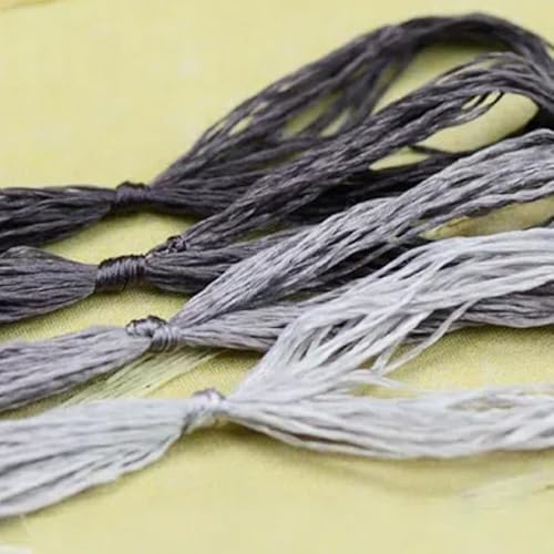 Stickgarn, Maulbeerseide, Kreuzstichgarn, graue Schnur zum Sticken, Nähen, Knoten, 4 Stück Stickgarn, Maulbeerseide, Kreuzstichgarn, graue Schnur zum Sticken, Nähen, Knoten, 4 Stück von Aoktorkit